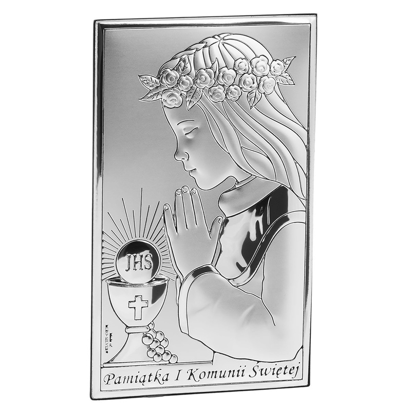 Obrazek Srebrny Dziewczynka Pamiątka na I Komunię Św.