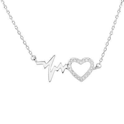Srebrny Naszyjnik pr. 925 zawieszka puls i serce z cyrkoniami
