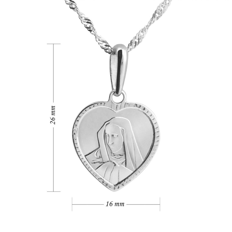 Srebrny medalik Serce pr. 925 Matka Boska