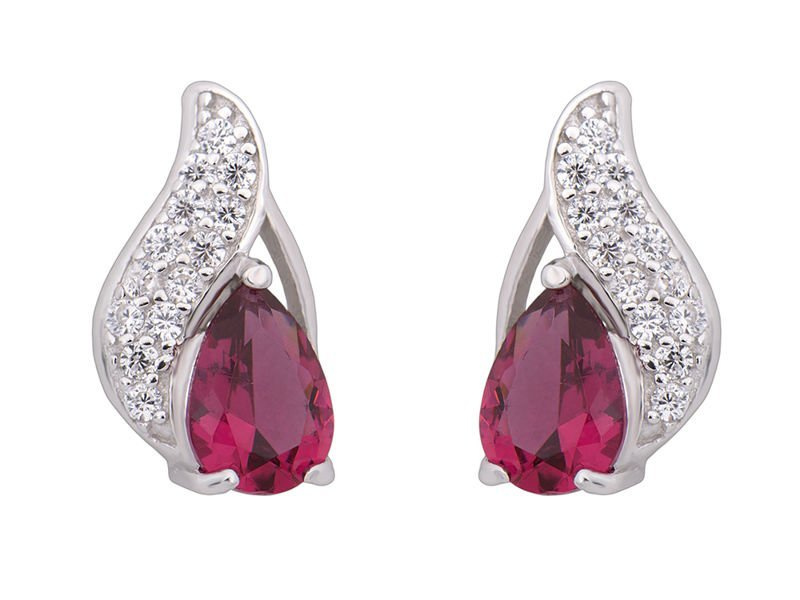 Srebrne kolczyki pr. 925 cyrkonia rubinowa