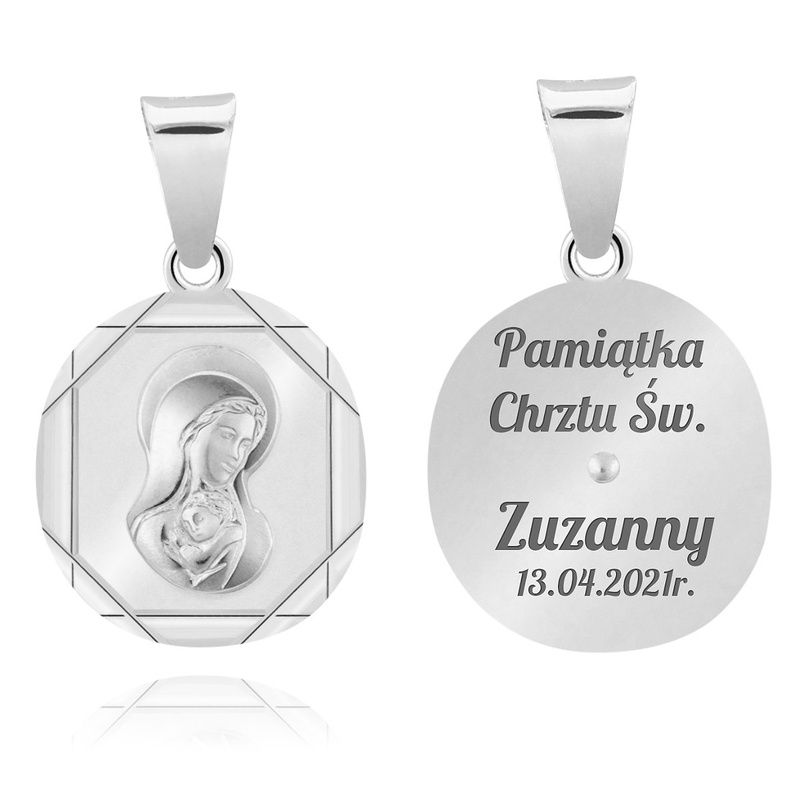 Srebrny 925 medalik Matka Boska z Dzieciątkiem