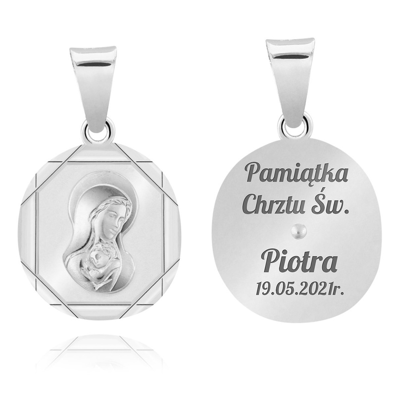 Srebrny 925 medalik Matka Boska z Dzieciątkiem
