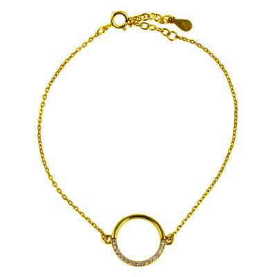 Bransoletka pozłacana okrąg z cyrkoniami Srebro 925