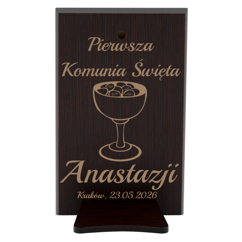Obrazek Srebrny Dziewczynka Jezus Pamiątka na I Komunię Św. 9x15 cm