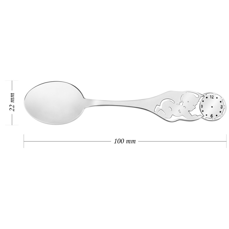 Srebrna łyżeczka p.925 z zegarem na Chrzest