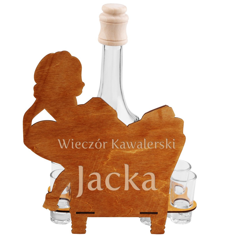 Komplet do nalewki 7-częściowy Karafka i kieliszki Wieczór Kawalerski