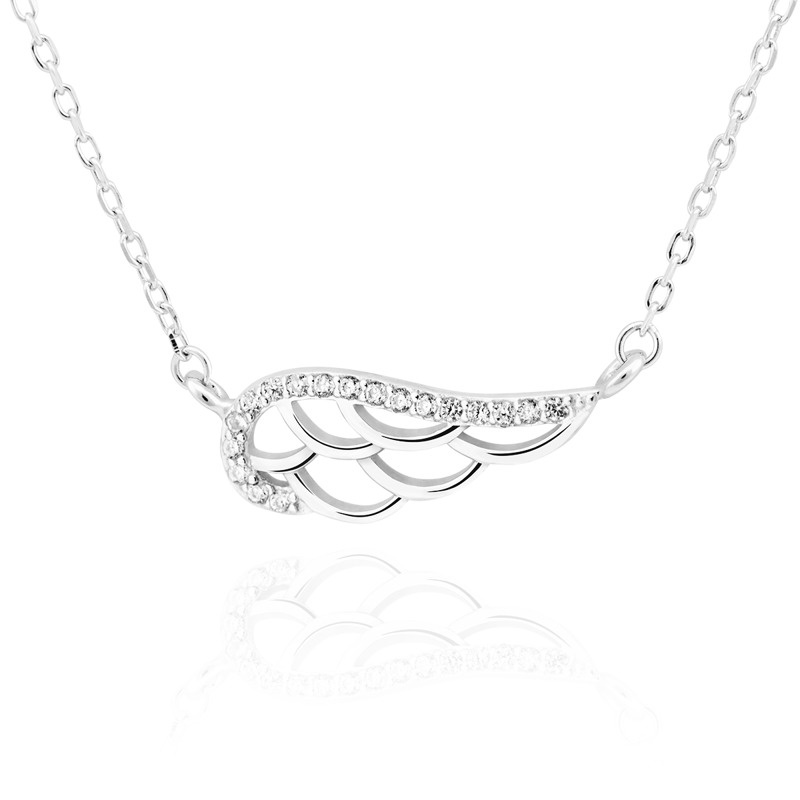 Srebrny naszyjnik skrzydło z cyrkoniami