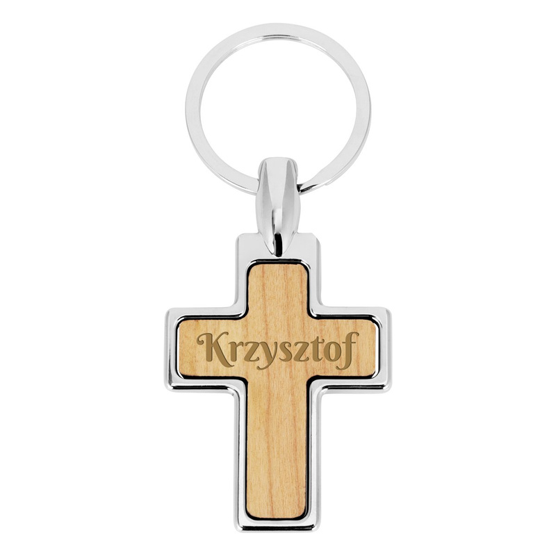 Brelok Krzyżyk drewno
