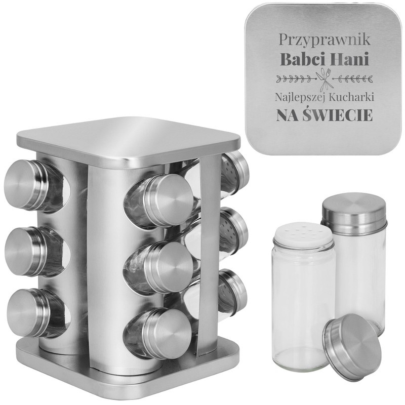 Stojak na przyprawy + 12 słoiczków