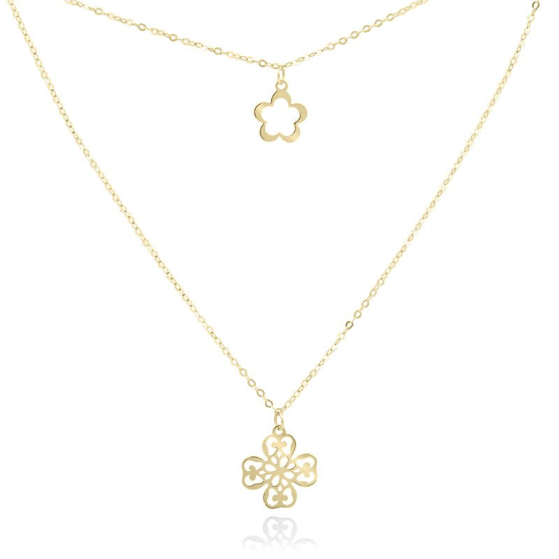 Złoty Naszyjnik pr. 333 Koniczynka i kwiatki