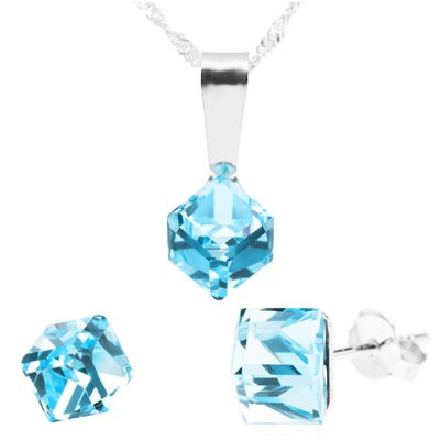 Srebrny komplet pr. 925 Błękitna kostka