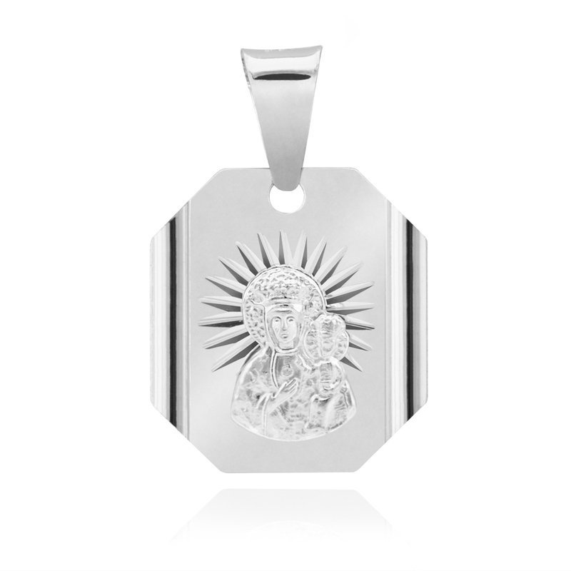 Srebrny medalik Matka Boska Częstochowska Chrzest