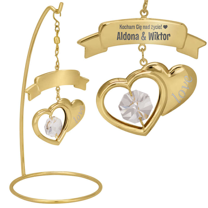 Figurka z kryształem - Dwa serca.