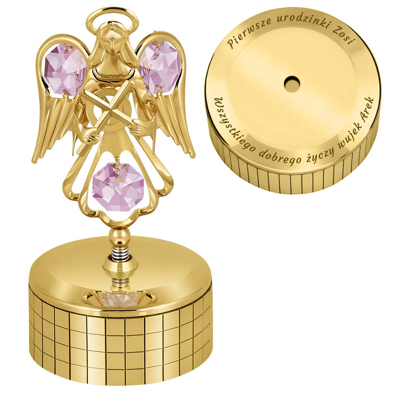 Pozytywka Pozłacany Anioł Swarovski