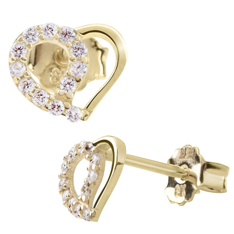 Złote kolczyki pr. 333 serce ze zdobioną połówką