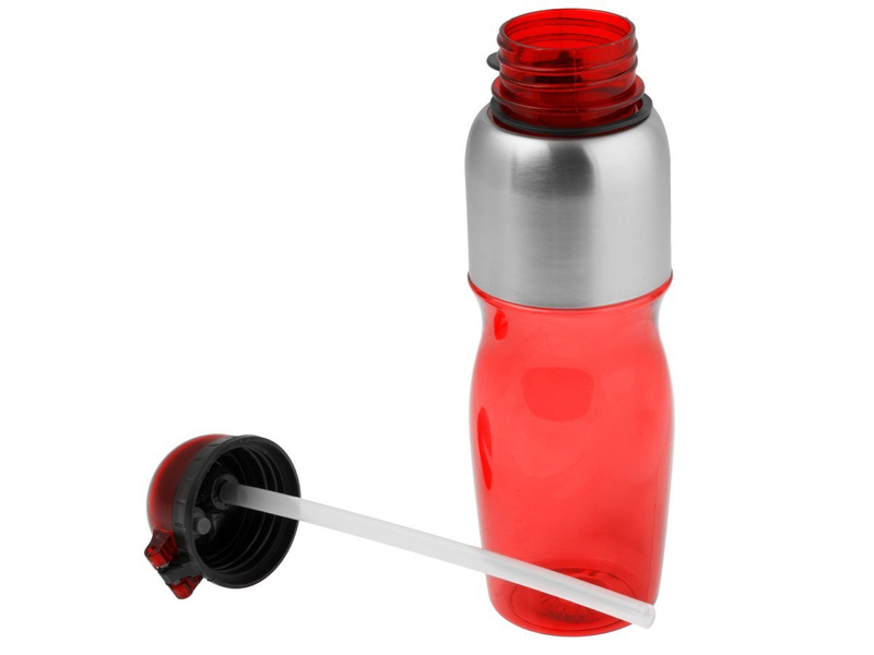 Bidon sportowy 800 ml ze składaną słomką i wygodnym uchwytem czerwony