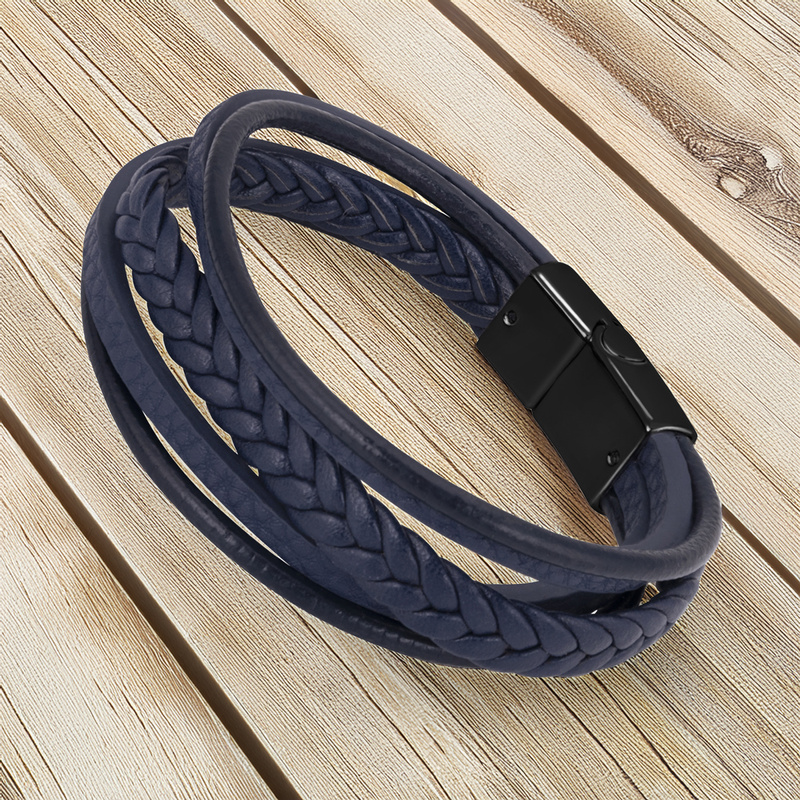 Bransoletka warkocz z ekoskóry stal 316 L