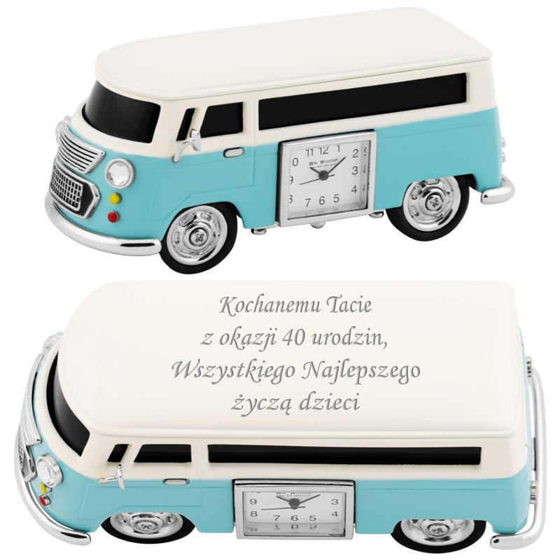 Zegar Camper Van Ogórek Niebieski