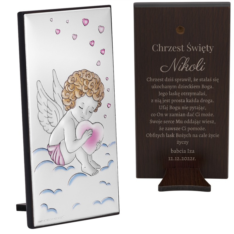 Obrazek z Aniołkiem Pamiątka chrztu