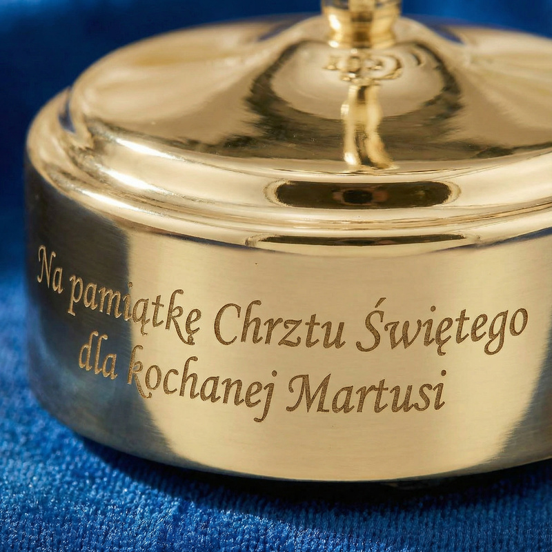 Pozłacana pozytywka Elfik z kryształem