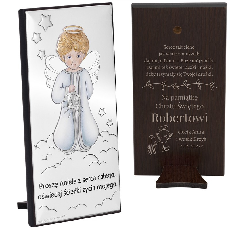 Obrazek z Aniołkiem Pamiątka chrztu