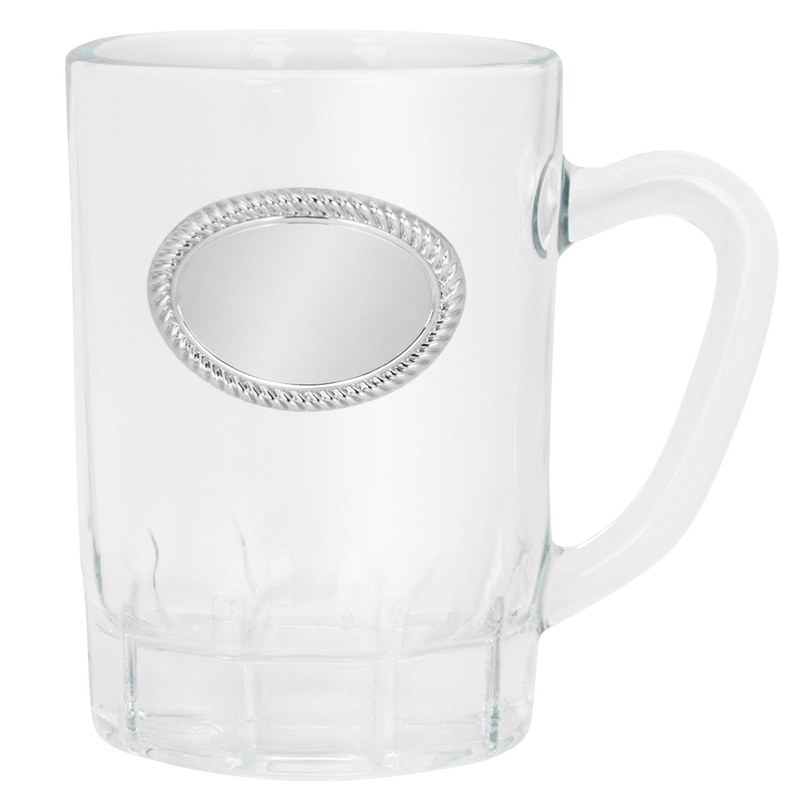 Mini Kufel szklany z posrebrzana etykietą 75ml