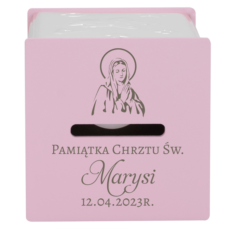 Posrebrzana Skarbonka Różowe buciki Chrzest Roczek Prezent