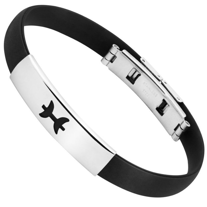 Bransoletka ze stali szlachetnej ze znakiem zodiaku Ryby