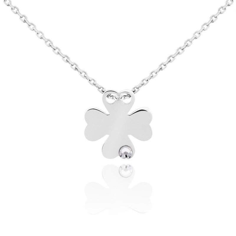 Srebrny naszyjnik pr. 925 koniczynka z cyrkonią