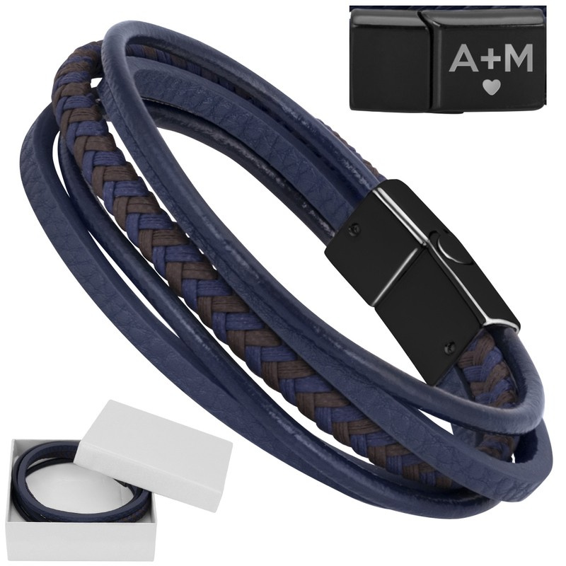 Bransoletka warkocz z ekoskóry stal 316 L