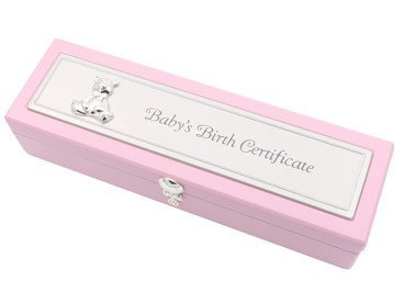 Szkatułka różowa na akt urodzenia