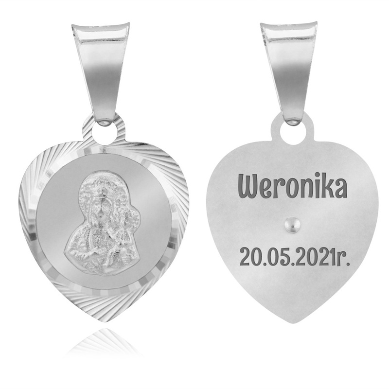 Srebrny medalik serce Matka Boska Częstochowska pr. 925