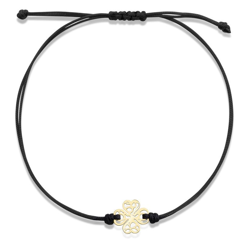 Sznurkowa bransoletka z ażurową koniczynką pr. 585