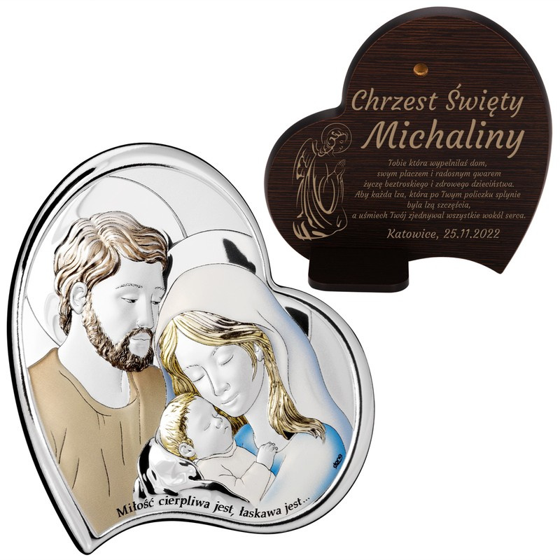Srebrny obrazek Święta Rodzina / Prezent na chrzest