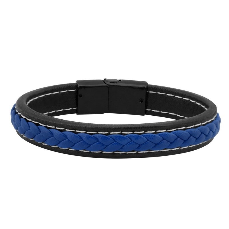 Bransoletka niebieska pleciona ekoskóra stal 316 L 