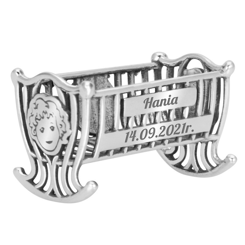 Kołyska srebrna pr. 925 Prezent na Chrzest 