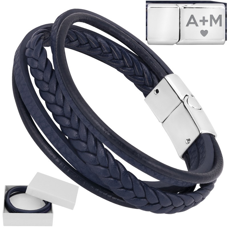 Bransoletka warkocz z ekoskóry stal 316 L