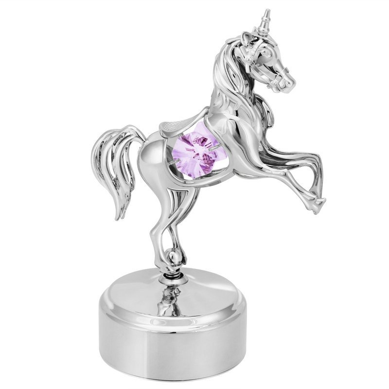 Pozytywka Posrebrzany Koń Swarovski Prezent na Chrzest