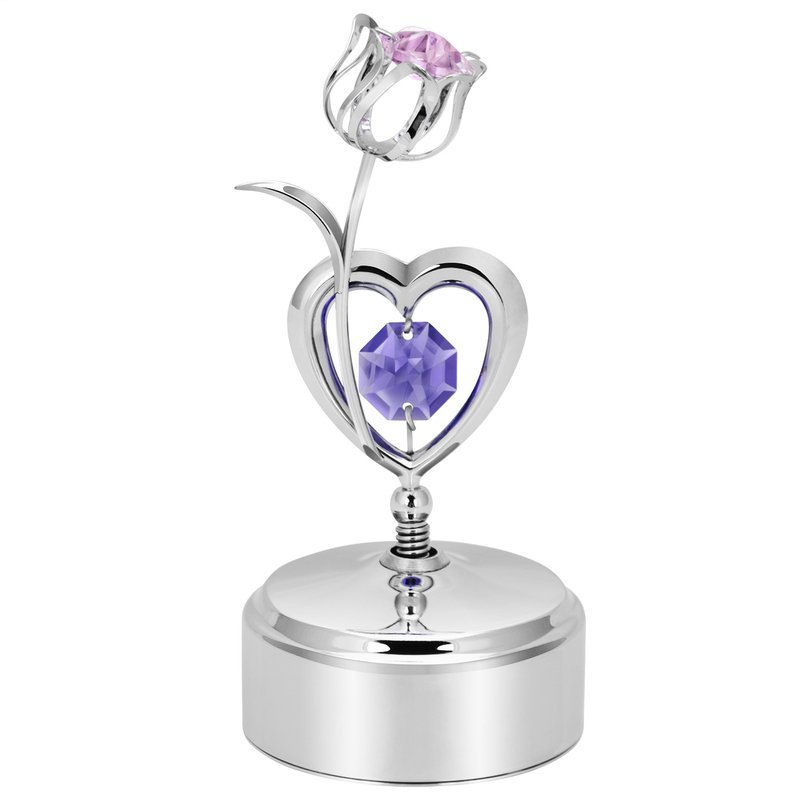 Pozytywka Posrebrzany Kwiat Swarovski Prezent na Chrzest