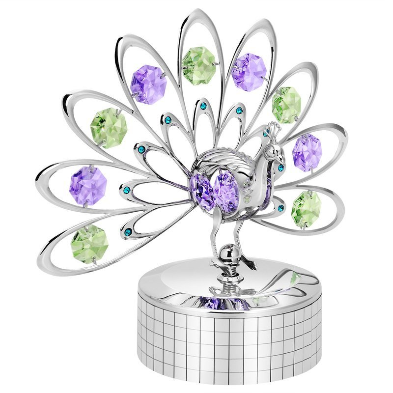 Pozytywka Posrebrzany Paw Swarovski Prezent na Chrzest